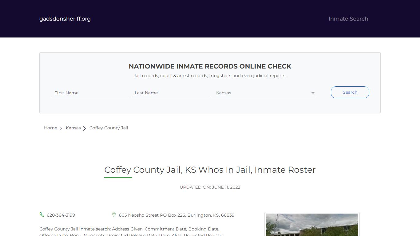 Coffey County Jail, KS Inmate Roster, Whos In Jail